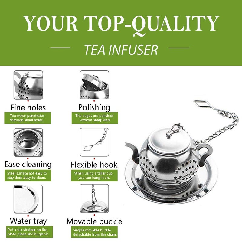 Cyimi Loose Leaf Tea Infuser, 4PCS Tea Strainer Stainless Steel Tea Ball with Chain and Drip Trays, Small Tea Filter Set for Mug (Teapot) - Image 5